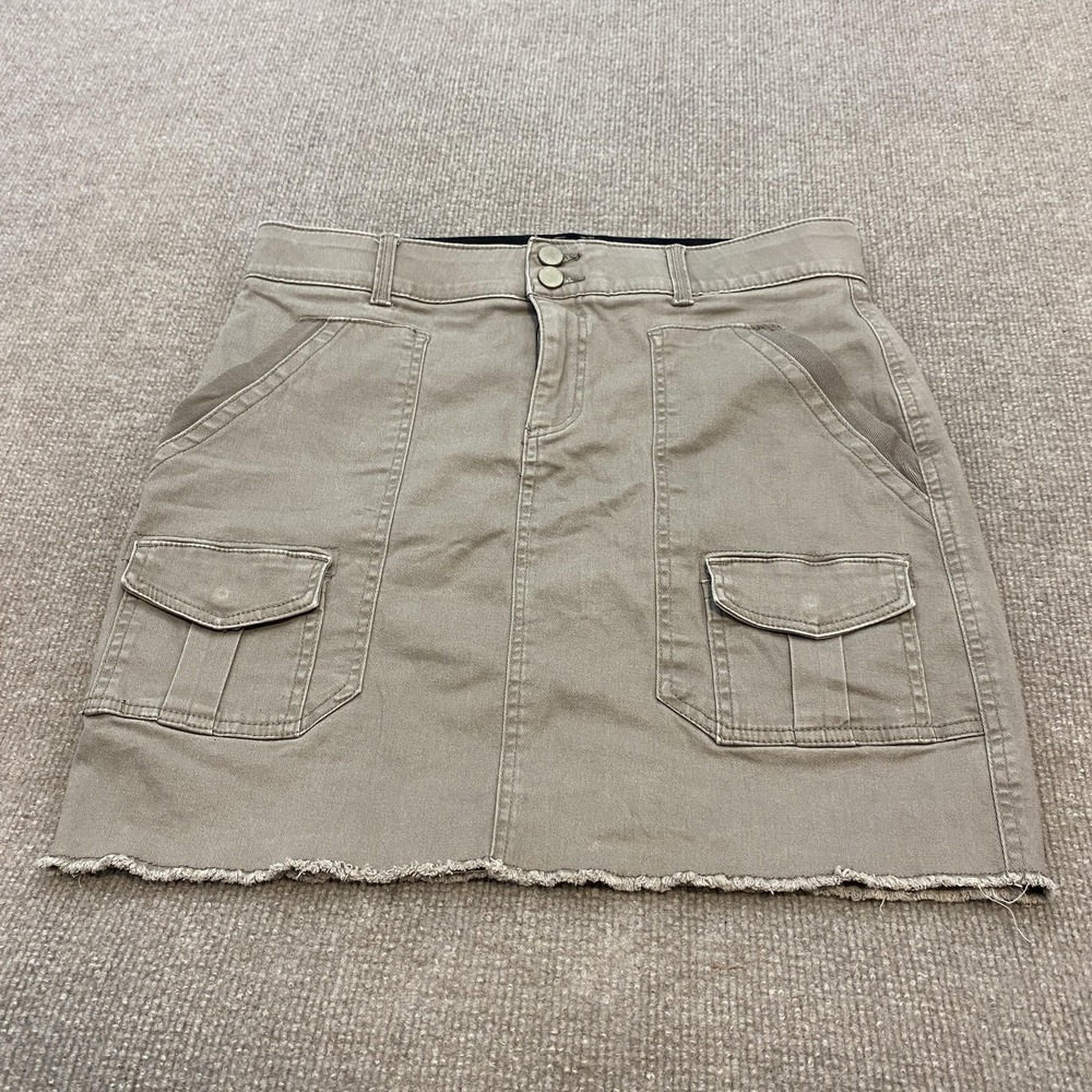Democracy Absolution‎ Cargo Skirt Womens 6 Beige Twill Short Raw Hem Stretch